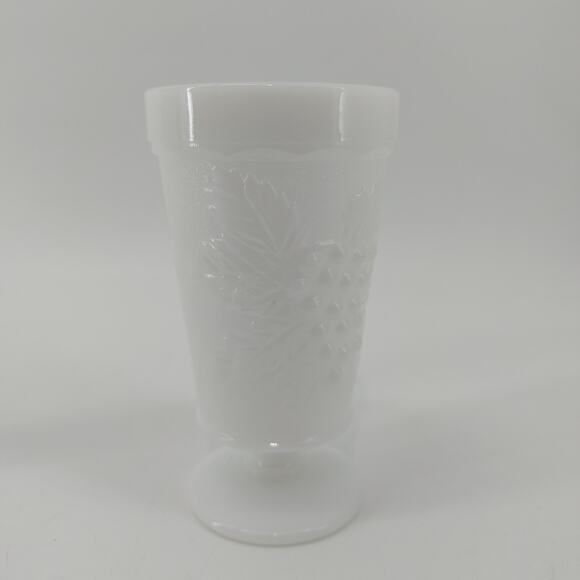 Anchor Hocking Colony Grape Milk Glass White Goblet Footed - Picture 12 of 14